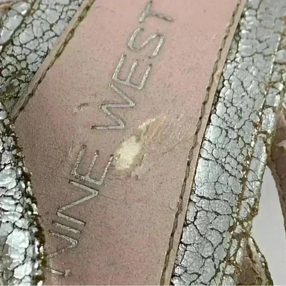 Nine West womens heels size 8 Magnar silver crackled leather holiday new years - Picture 12 of 15